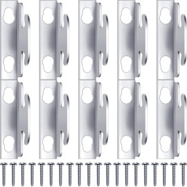 Funrous Curtain Rod Bracket Curtain Hooks Accessories Spreader Wall Bracket Hooks Adjustable Curtain Rod Sets with Screws for Home Kitchen Supplies (5 Sets), Silver
