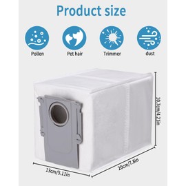 Jissta 14 St1ck Staubbeutel f1r Roborock Q Revo/Qrevo S/Qrevo Pro/Qrevo MaxV/Qrevo Slim/Qrevo master/Qrevo Curv Roboter,Ersatzbeutel Zubeh?rset Staubsaugerbeutel, Gro?er Kapazit?t Saugroboter Staubbeutel