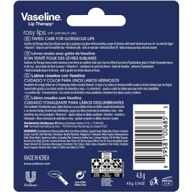 Vaseline- Lip Therapy Rosy Lips - Paquete de bálsamo labial hidratante, barra, humectante labial para labios secos, 0.16 oz cada uno (