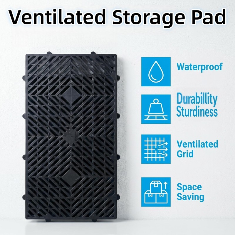 6 Pcs Plastic Pallets, 23.6x11.8x1.18 Inch Ventilated Storage Pad, Free