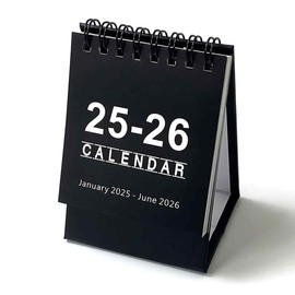 Mini Desk Calendar, (Jan.2025 to Jun.2026) Standing Flip Calendar, Small Desktop Calendar for Office School, Timetables Study Plans