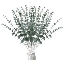 24PCS Tallos de Eucalipto Artificiales,Tallos de Eucalipto para Decoración de Hojas,Hojas de Eucalipto para Decoración de Hogar, Oficina,Decoraciones de Boda