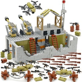 CONVENTEJOY Military Base Building Block Toy Set, 600+ Pieces Battlefield Playset with Air Defence Gun, Drone, Weapon Pack Accessories MOC Brick for Military Enthusiasm
