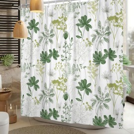 DASHAN Green Plant Shower Curtain Decorative Leaf Shower Curtains for Bathroom Sage Botanical Herbs Bathroom Curtain Aesthtic Rustic Cloth Shower Curtain 72"x72"