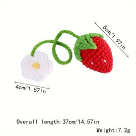 Crochet Strawberry, Cute Car Mirror Hanging Accessories, Handmade Rearview Mirror Accessories for Women and Girls, Pink Car Accessories 2-Pack