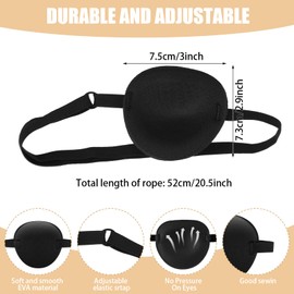 8 PCS Eye Patch, Eye Patches for Adults Reusable Eye Cover for Right or Left Comfortable Adjustable Eyepatch for Cosplay Pirate Costume (Black)