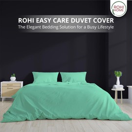 Rohi Easy Care plain King Size Duvet Cover set – Soft & Breathable Mint Bedding Set – Button Closure – Anti Allergy Quilt Cover Set with Pillowcases (King, Mint)