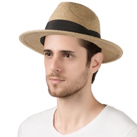 Lanzom Summer Beach Sun Hats for Men Women Foldable Floppy Travel Packable Staw Hat, Wide Brim Hat(Mixed Khaki, Medium Size:Fit for 22.5"-23")
