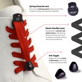 55 Sport FLAT Elastic Lock Shoelaces (Grey)