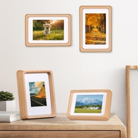 TEYCLZORE A4 Natural Wood Photo Frame, Natural Beech Wooden Frame, 21x29.7cm Picture Frames, for Wall-Mount & Tabletop Display Home Decor Photo Frames