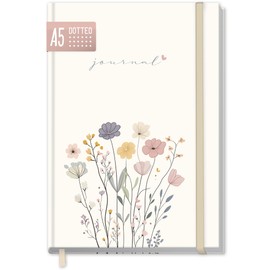 Häfft paper&you® Bullet Journal dotted A5 mit Gummiband Flower Joy 156 Seiten, Notizbuch gepunktet, Tagebuch - nachhaltig & klimafreundlich