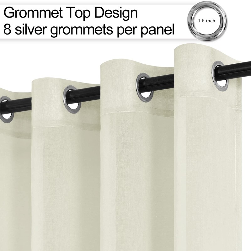 XWZO Cream Sheer Curtains 84 inches Long, Voile Light Filtering