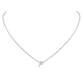 Suplight 925 Sterling Silver Initial Letter Necklace P, Dainty Cute Delicate Hypoallergnic Monogram Alphabet Pendant Necklace for Women Teen Girls