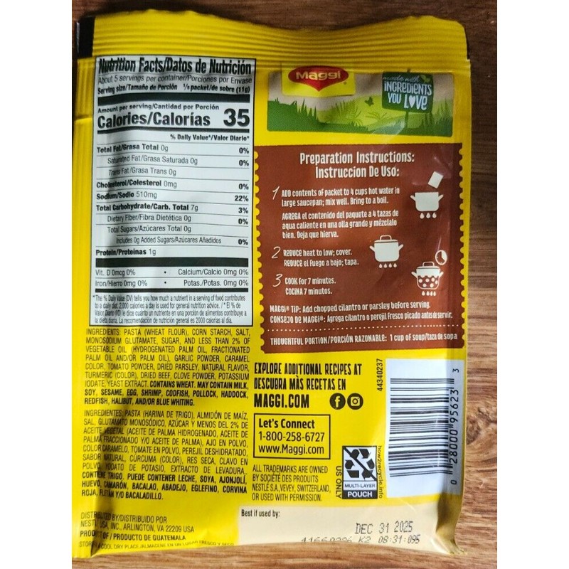 MAGGI 6 PACK BEEF FLAVORED NOODLE SOUP MIX /SOPA MAGGI