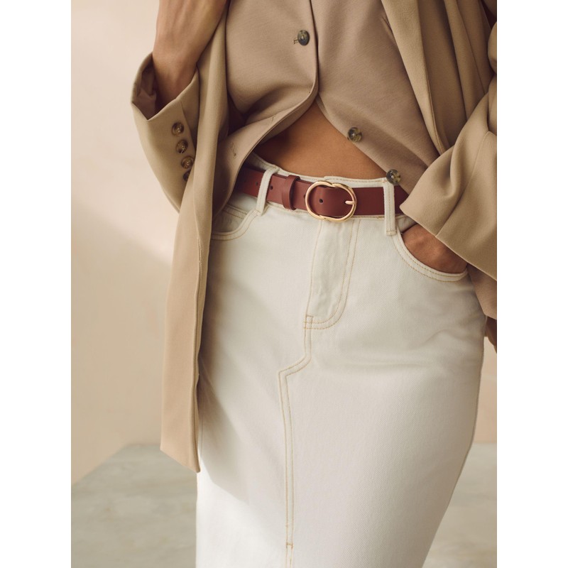 NEXT Regular Fit Polyurethane Belt, Tan Brown, L