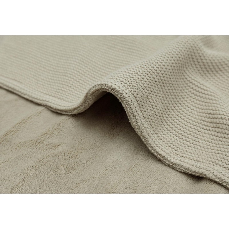 Jollein 517-511-67054 Babydecke Strickdecke mit Teddyfell Basic Knit Olive (75x100
