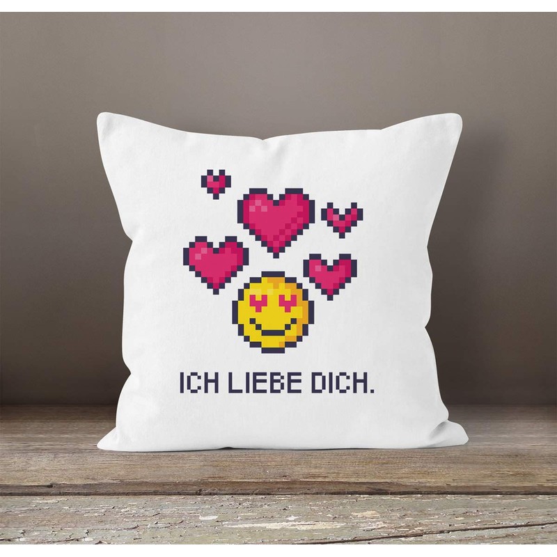 MoonWorks® Cushion Cover Gift Love Gamer Zocker Pixel Saying I