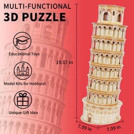 3D Puzzles for Adults & Kids, Exquisite Leaning Tower of Pisa City Large Architecture Building Model Kit, 3D Jigsaw Craft Kits STEM Educational Toys Birthday for Boys Girls Ages 10+ Home Decor, 70 PCS