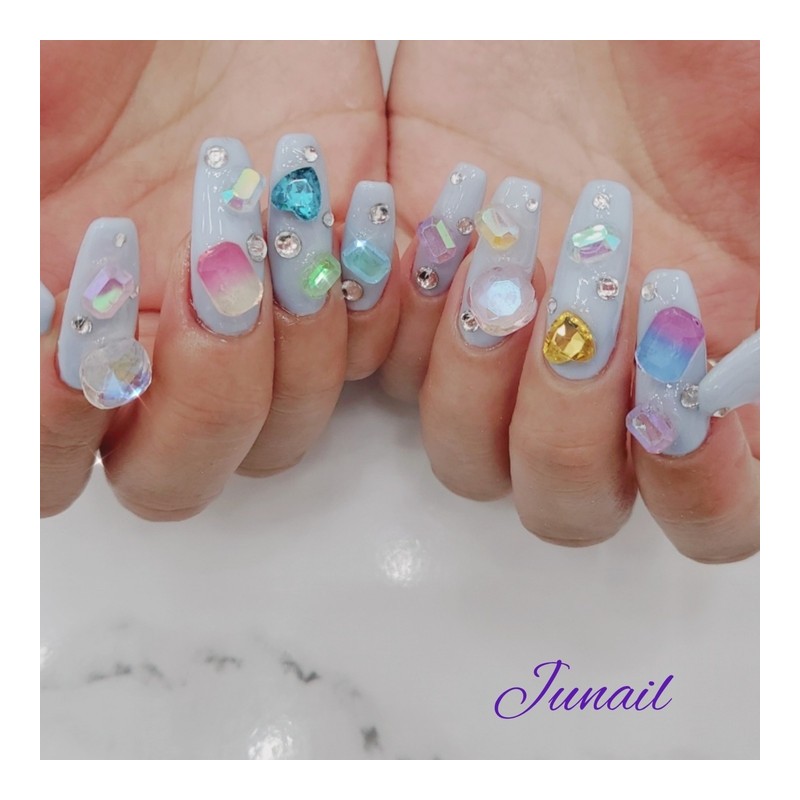 ⭐️ Glass parts handmade nail tips ✨ - Long round