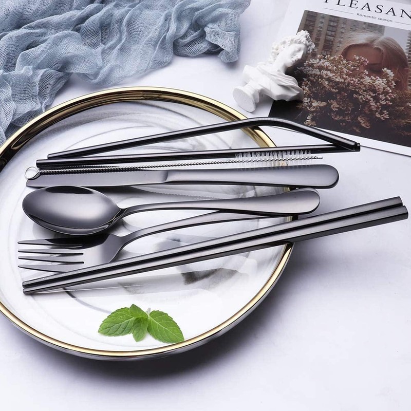 Yotsuba Travel Cutlery Set, 8pcs Portable Stainless Tableware Dinnerware Travel
