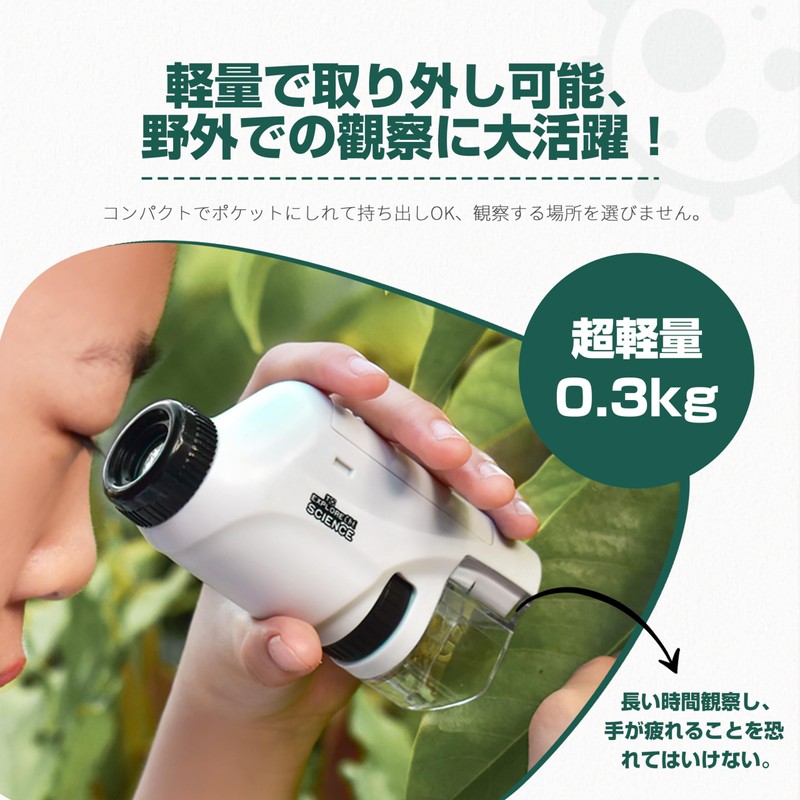 Microscope, Up to 120x Zoom Monocular, Built-in LED Light, Handy