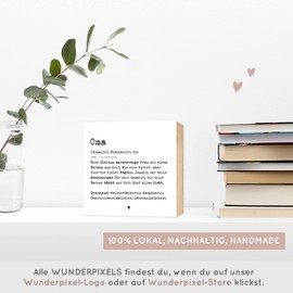 Wunderpixel® personalisiertes Holzbild Definition Oma - 15x15x2cm zum Hinstellen/Aufhängen, echter Fotodruck mit Spruch auf Holz - schwarz-weißes Wand-Bild Aufsteller Zuhause Dekoration Geschenk-Idee