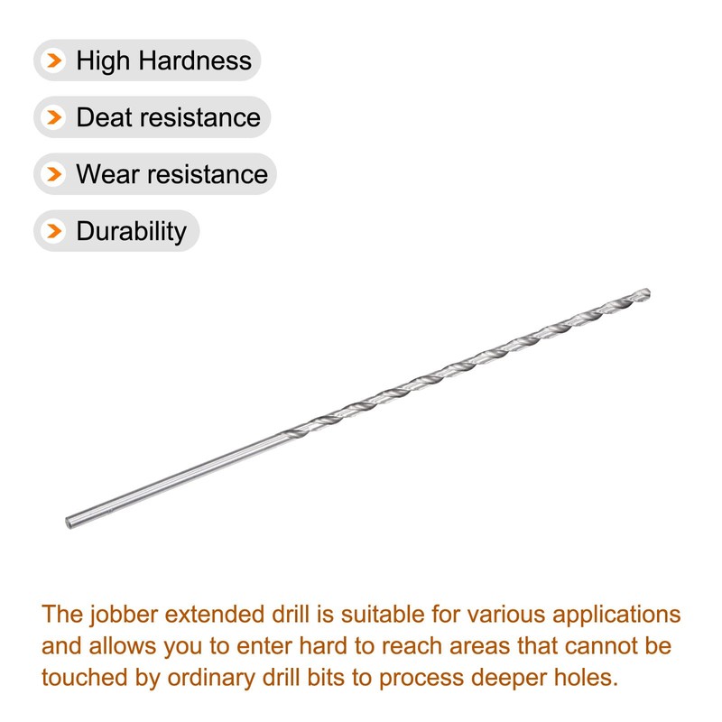 sourcing map Spiral Drill Bit Extra Long High-Speed Steel 6