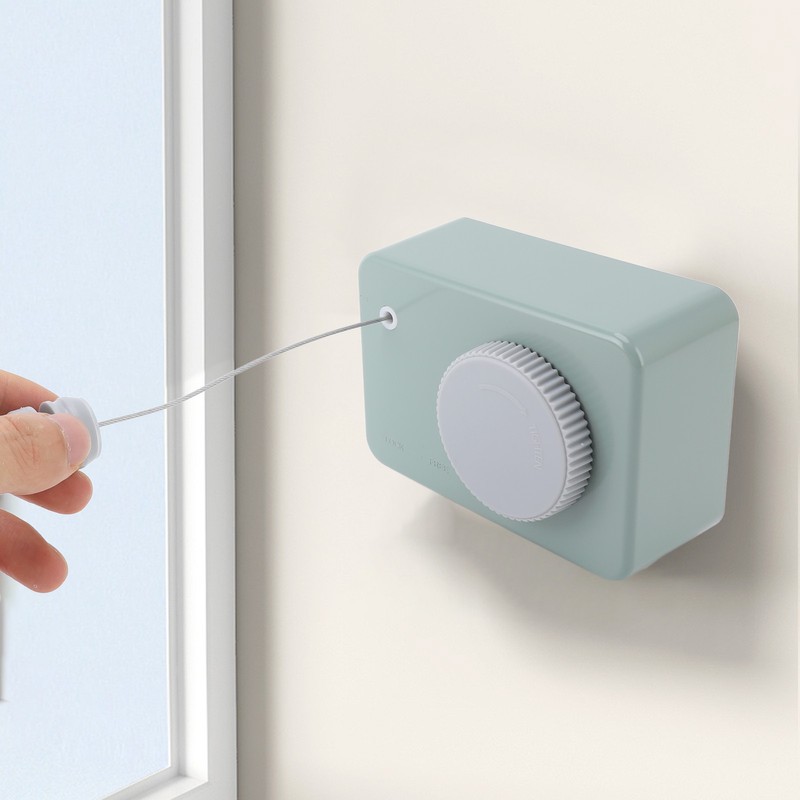 Retractable Clothesline Stainless Steel Wire Wall Mount Adjustable Length Laundry