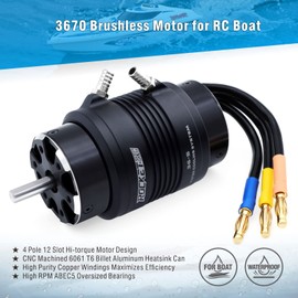 Brushless Rc Boat Motor, Surpass Hobby 3670 3050KV Brushless Motor with Cooling Set Design for RC Boat (3050kv)