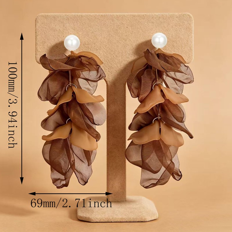 JOONL Handmade Bohemian Lightweight Fabric Flower Dangle Drop Earrings Chic