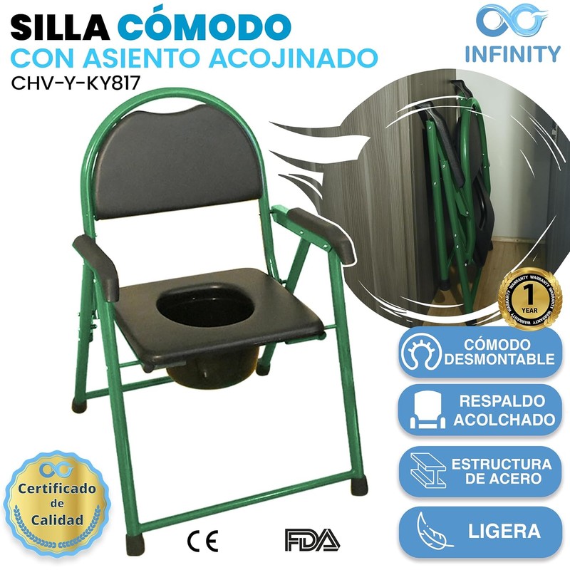 Medstar Infinity - Silla Cómodo con Asiento Acojinado para Baño.