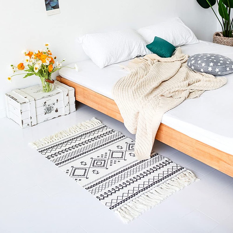 INKAROBOX Cotton Rugs with Tassel Woven Cotton Throw Rug Runner