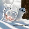 Ferret Gifts for Women Sterling Silver Heart Ferret Necklace Cute
