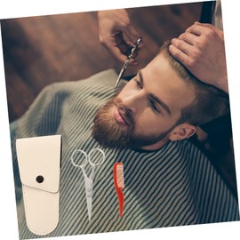 Baluue 3 Sets Pcs Beard Scissors and Comb Set Stainless Steel Scissor with Storage Bag for Nose Hair Trimming and Beard Grooming