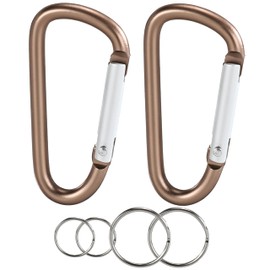 JLDAdornGo 2-Pack Carabiner Clip Bag Clips Keychain Key Ring Chain Heavy Duty Self-Locking Aluminum Holder for Gym/Camping/Pet Leash‌ Golded Brass
