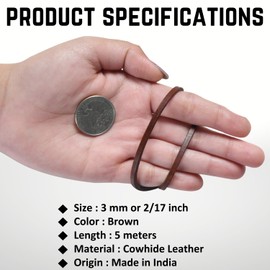 Flat Genuine Leather Cord String Full Grain Cord Lace Cowhide Strips for Jewelry Making DIY Craft Projects Belts Keychains (Brown Distressed, 10 MM)