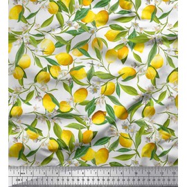 Soimoi Cotton Canvas Fabric Leaves,Floral & Lemon Vegetable Fabric Prints By metre 42 Inch Wide