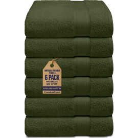 Canadian Linen Imperial Premium Hand Towels Set, 6 Pack, 16”x27” Soft Absorbent Cotton Towels Lightweight Quick Dry Bathroom Towel for Home Hotel Hair Salon Spa Kitchen Gym Pool Restaurant, Moss Green