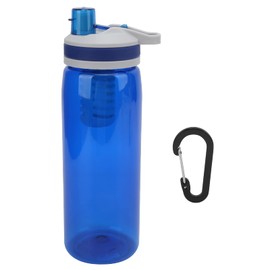 QANYEGN Filtered Water Bottle, Water Purifier Bottle, 770ml Portable Outdoor Water Purifier with Carabiner for Camping Hiking Emergency (Blue)