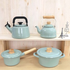 Fuji Hollow Enamel Kettle 1.6L Induction Compatible Cotton Series Vintage Green