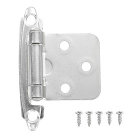 sourcing map 1/2 Inch Overlay Cabinet Hinges, 6 Pcs Self Closing Flush Mount Cabinet Door Hinges with Door Bumper for Kitchen Bathroom Cabinet Doors Furniture, Silver