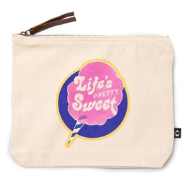 Tasty Treats Collection, Cotton Candy, Life's Pretty Sweet, 100% Cotton Zipper Pouch, Travel Accessory, Go Bag