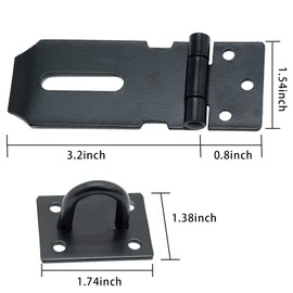 SZXMDKH Door Padlock Hasp,3 Inch Stainless Steel Padlock Hasp & Staple Shed Lock Hasp Shed Door Latch Heavy Duty Gate Lock Latch Security Hasp & StapleDoor Window Cabinet Pet Cage Crate,3-inch Black