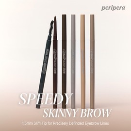 PERIPERA Speedy Skinny Brow (09 Taupe Brown),1.5mm Precise Eyebrow Pencil, Dual-Sided Fine Tip Shades, Define Fills Brow Make up, K Beauty, Korean Make-up