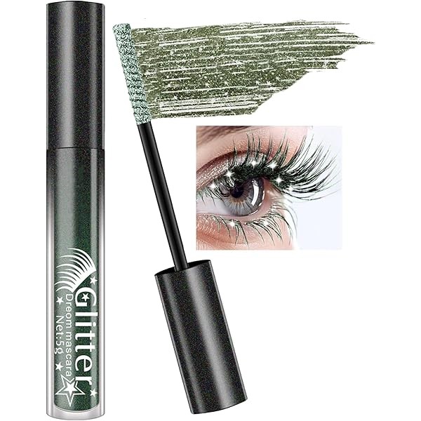 Green Glitter Mascara - Sparkle Diamond Colored, Multi-Use Shimmer Waterproof,