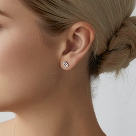 DIAMONBLISS 10K or 14K Real Solid Gold Stud Earrings for Women | White or Yellow Gold Emerald Cut Solitaire Studs | 0.5 to 4 Carat Cubic Zirconia CZ Diamond Simulant