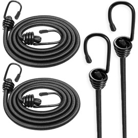 Cuerdas Elásticas, 2 Piezas Cuerda Elástica con Ganchos, Cuerda Elástica para Equipaje, para Camping, Bicicleta, Coches, Caravanas, Vagón Plegable, Maletero, 120 cm (Negro)