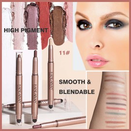 Qeetvia Black Eyeshadow Stick Makeup, Waterproof Hypoallergenic Long Lasting Cream Eye Shadow Pencil, Highlighter Matte Crayon eyes liner, Glitter Primer Palette Shimmer Eyeliner Pen