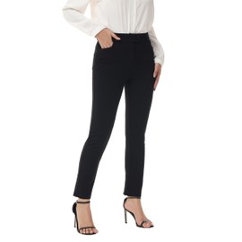 ZTN Women's Stretchy Straight Leg Dress Work Yoga Pants Bootcut Business Pants Office with Pockets Black 2XL