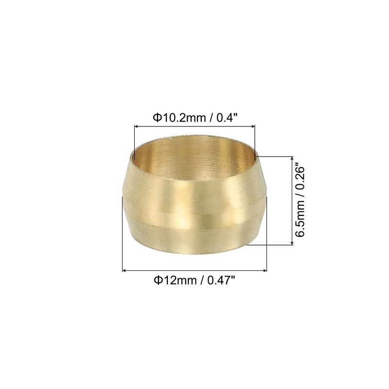 PATIKIL 10mm ID Brass Compression Sleeves, 40 Pieces Brass Compression